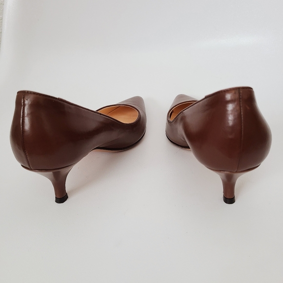 Cole Haan Brown Leather Pointed Toe Kitten Heels - Picture 6 of 8